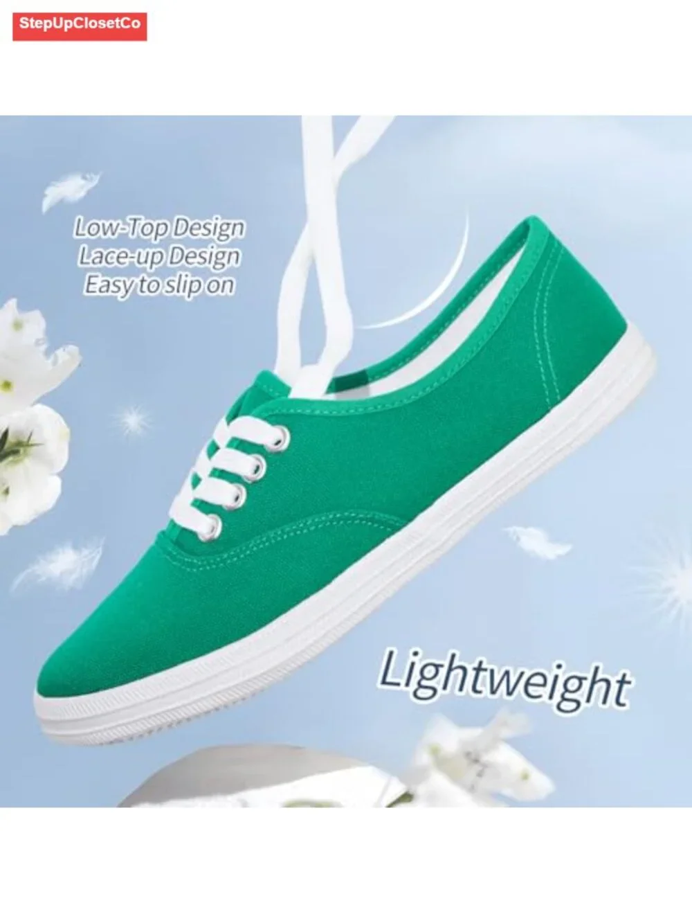 Women's Low Top Lace-up Canvas Sneakers Comfortable Lightweight Tennis Shoes